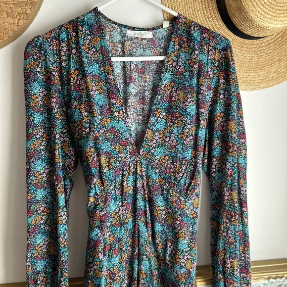 DÔEN Charleston Dress Ladybird Floral Maxi Midi | Size Medium Cottagecore - Picture 5 of 9